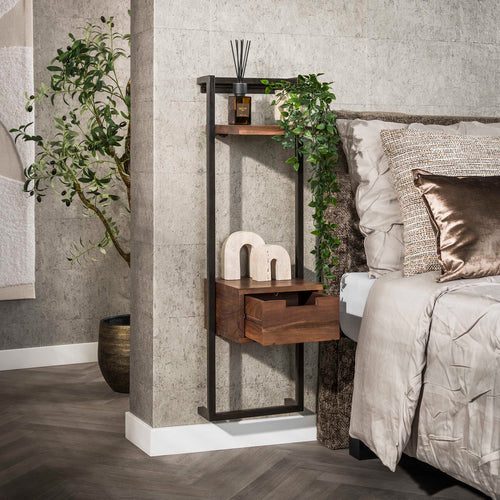Giga Living Nachtkastje Air Solid Xs - Bruin Hout - 30x30x100cm