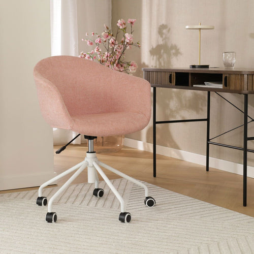Nolon Nout-Otis Bureaustoel Zacht Roze - Armleuningen - Wit - vtwonen shop