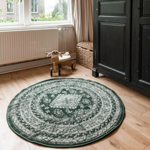 Interieur05 Rond Vintage Vloerkleed Aila Groen - 240 x 240 cm - vtwonen shop