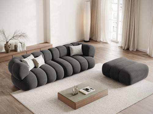 Cosmopolitan Design Bank Koge 4-zits, flueel grijs - 95x240x70cm