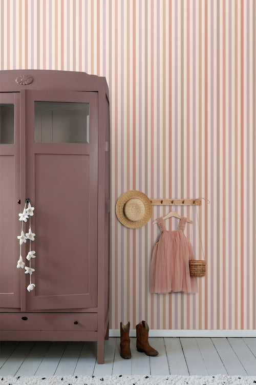 ESTAhome behang strepen paars en roze - 50 x 900 cm - 132257