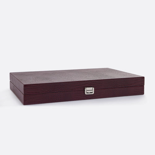 Premium Interiors - Backgammon - Groot BACKGAMMON - leer pruim 46cm
