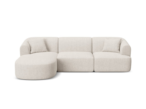 Cosmopolitan Design Modulaire hoekbank links Campi 4-zits, structurele stof lichtbeige - 156x256x70cm