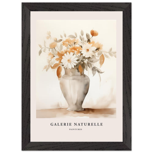 Artfulprints Poster met Lijst Bloemen in vaas 2   - A4 21x29.7 cm - Taupe