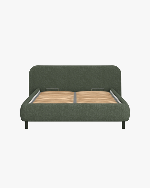 noo.ma Mumo gestoffeerd bed 160x200 - Thyme Green bouclé