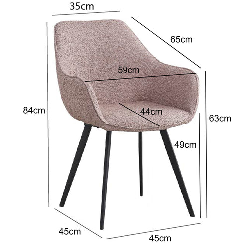 Livingfurn eetkamerstoel Luca boucle Vintage Pink - 2 stuks - vtwonen shop