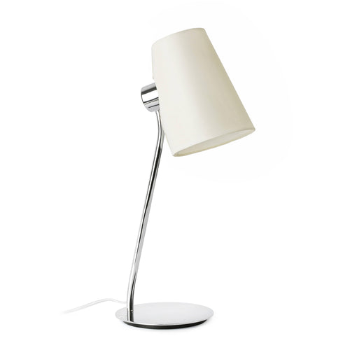 Faro Lupe - 1 Light Tafellamp Chroom met Witte Kap, E27
