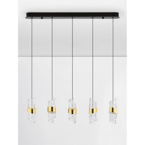 Nova Luce SENECA Hanglamp voor aan het plafond, platina goud, zandzwart, LED, 41W, 2888lm, 3000K
