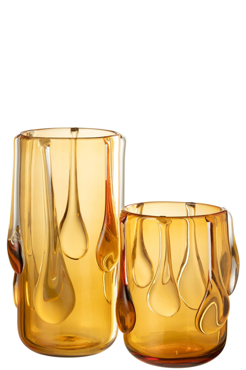 J-Line vaas Drippy - glas - amber - large - 33 cm hoog