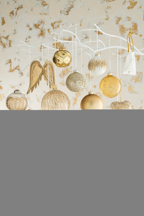 J-Line kerstbal Effen - glas - transparant/goud - medium - doos van 4 - vtwonen shop