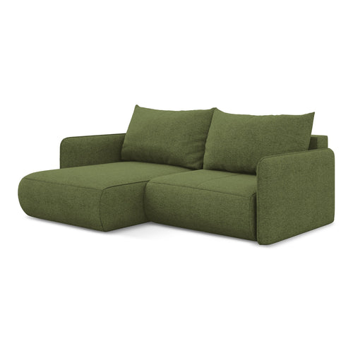 LaMiaSofa hoekbank links Palermo - chenille stof - flessengroen - 207x148x86