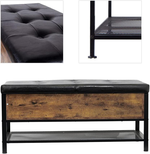 Furnilux Schoenenbank met opbergruimte Nexus - Bruin - 100x35x45 cm