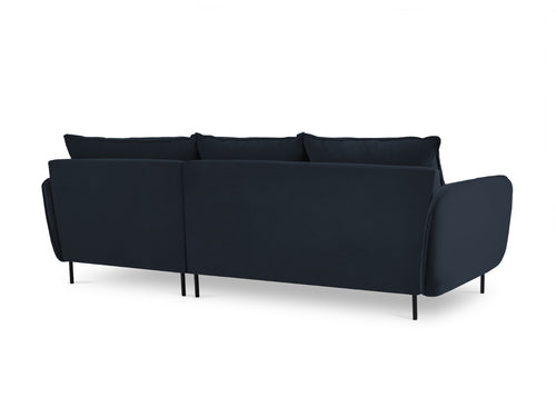 Cosmopolitan Design rechter hoekbank Vienna 5-zits, flueel, donkerblauw - 170x255x95cm