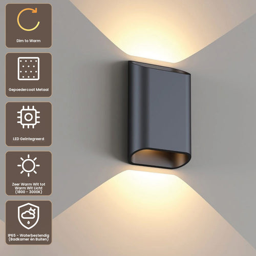 Artdelight Wandlamp Diaz S - Zwart - Dim To Warm