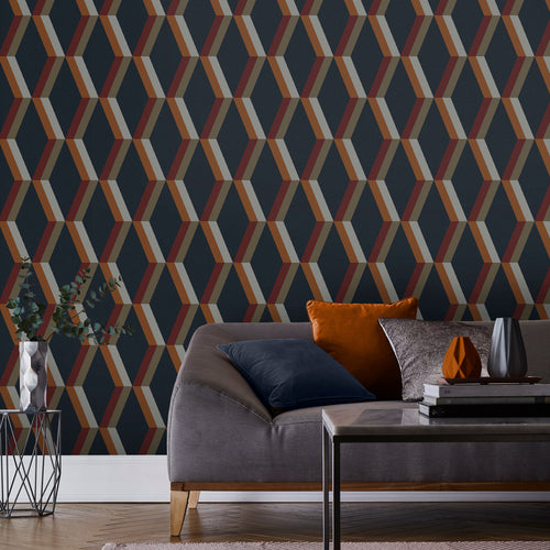 Graham & Brown Vliesbehang - Cirque Nuit Geometrisch Donkerbruin