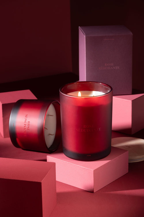 J-Line geurkaars Accords Essentiels - Rose Séduisante - glas - rood - 52U