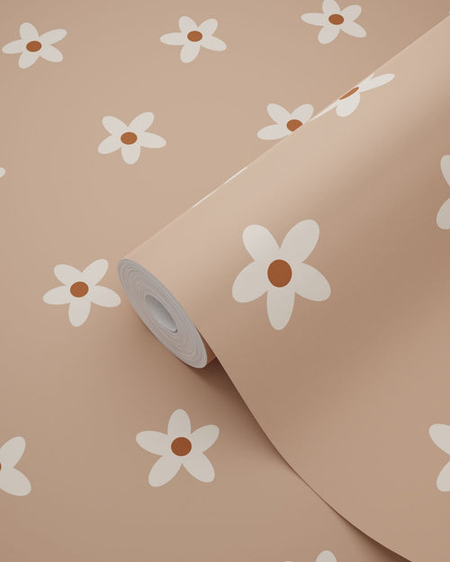 ESTAhome behang madeliefjes terracotta roze - 53 cm x 10.05 m - 131117