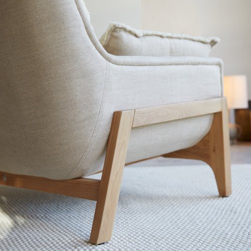 Tikamoon Fauteuil van massief eikenhout en linnen - Beige - vtwonen shop