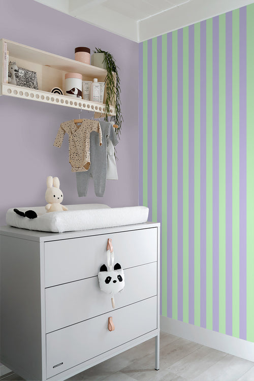 ESTAhome behang strepen paars en groen - 50 x 900 cm - 131573 - vtwonen shop