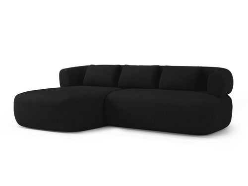 Micadoni linker hoekbank Jenny 5-zits, boucle zwart - 145x225x73cm
