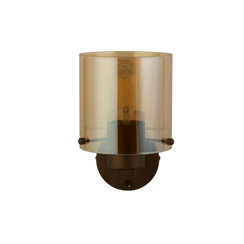 Searchlight Sweden 1-lichts wandlamp mokka metaal & amber glas