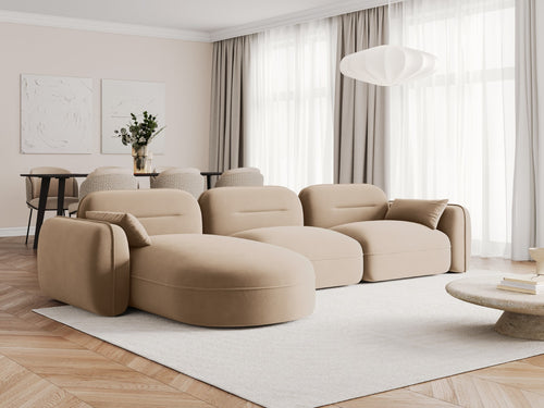 Cosmopolitan Design Modulaire hoekbank links Sydney 4-zits, flueel, zand - 165x320x70cm