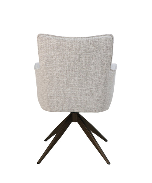 Giga Meubel Eetkamerstoel Bruce Beige - Draaibaar - Armleuning - Stof - Set van 2