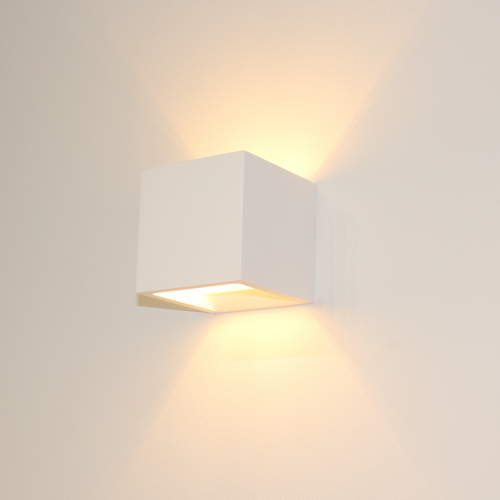 Artdelight Wandlamp Plaster Vierkant - Wit