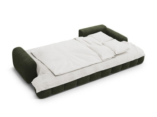 Cosmopolitan Design Converteerbare hoekbank rechts met opbergdoos Linz 3-zits, flueel groente - 142x275x84cm