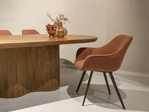 Livingfurn eetkamerstoel Luca boucle - Leaf Brown - 2 stuks - vtwonen shop