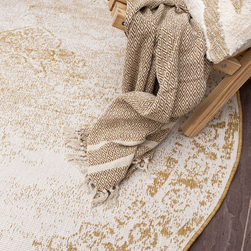 Rond Buitenkleed sage - Geel/Okergeel - dubbelzijdig - EVA Interior - 240 x 240 cm - vtwonen shop