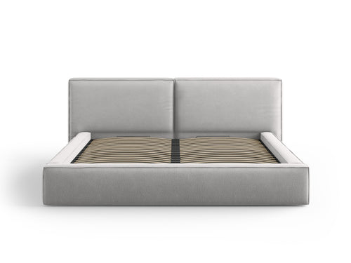 Micadoni Opbergbed met hoofdeinde Jodie 200x200cm, structurele stof, lichtgrijs - 228x254x108cm