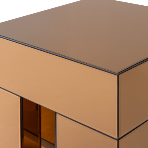 WOOOD bijzettafel Mirrox - Hout/Spiegelglas - Bruin - 50x45x45