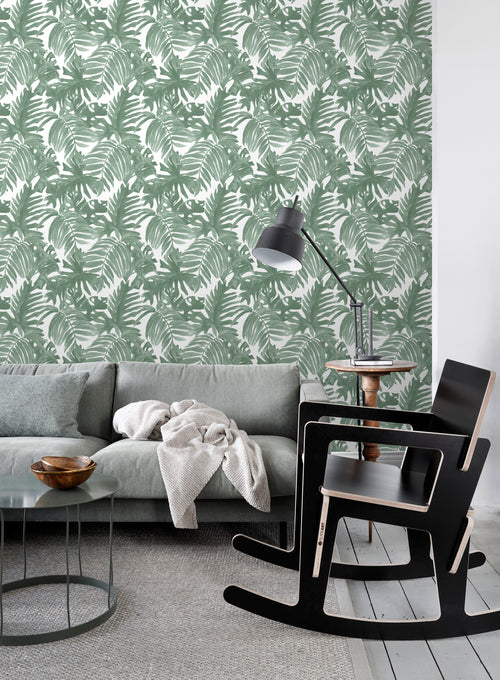 Sanders & Sanders behang palmbladeren vergrijsd groen - 53 cm x 10.05 m - 935265 - vtwonen shop