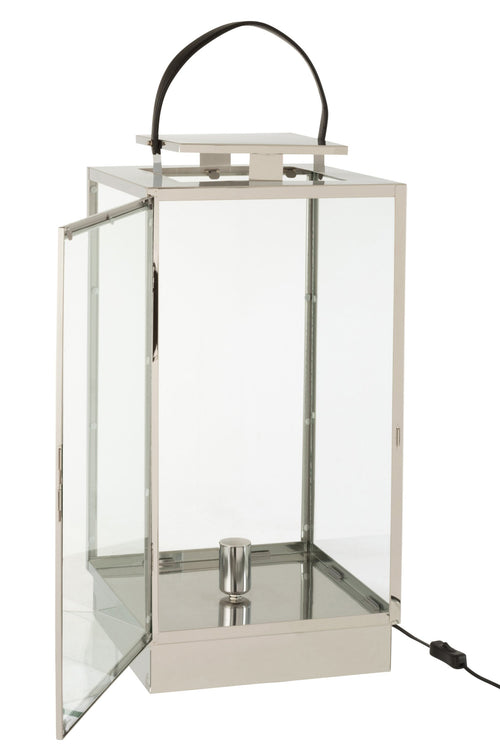 J-Line lantaarn Lamp - metaal/glas - zilver
