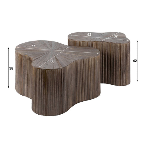Giga Meubel Salontafel Maya - Donkerbruin Hout - Set van 2 - 77x60x38cm - vtwonen shop