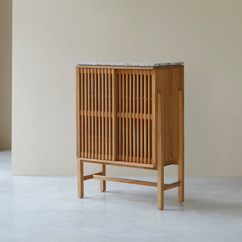 Tikamoon Dressoir van massief teakhout en premium terrazzo 80 cm - Naturel