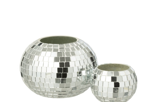 J-Line kaarshouder Bal Mozaïek - glas - zilver - vtwonen shop