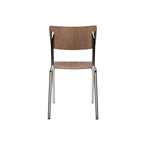 Zuiver Back to School Eetkamerstoelen  Walnoot/Chroom - Set van 4