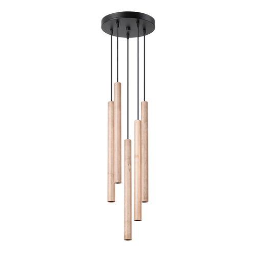 Sollux Lighting Hanglamp PASTELO 5P hout - 25x25x110cm