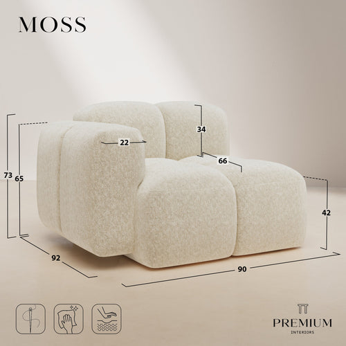 Premium Interiors - Module linkerhoek MOSS - fluweel met structuur beige 90cm
