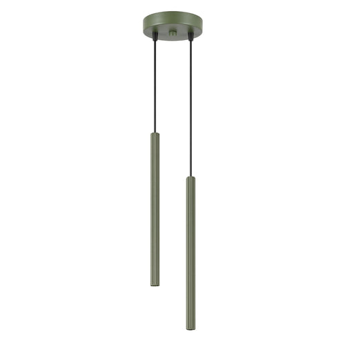 Sollux Lighting Hanglamp ARCHE 2P olijfgroen - 15x15x118cm