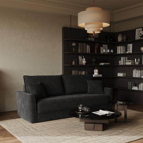 Sia Home - Slaapbank LUXO - zacht aanvoelende geweven stof zwart 180cm