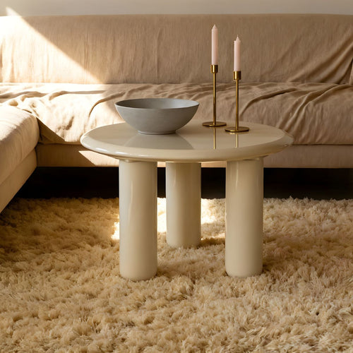 DÉJA Living Salontafel Jelsa - Rond Crème Glossy MDF - 60x60x45cm - vtwonen shop