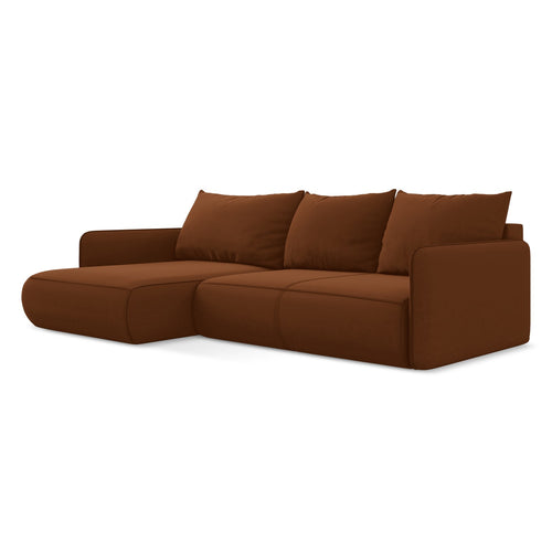 LaMiaSofa hoekbank links Palermo - velours - terracotta - 240x148x86