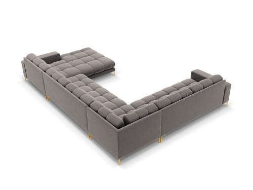 Cosmopolitan Design Panoramische hoekbank links Bali 7-zits, flueel, lichtgrijs - 256x327x75cm