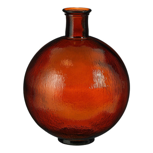 Mica Decorations Firenza Fles Vaas - H42 x Ø34 cm - Gerecycled Glas - Donkerbruin