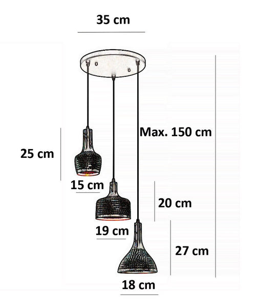 Freelight hanglamp Fueco - 3 lichts - 35  x 150   cm - zwart bruin - vtwonen shop