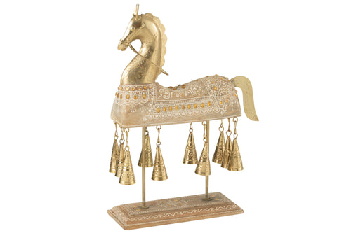 J-Line decoratie Paard Bellen - hout/ijzer - naturel/wit - vtwonen shop