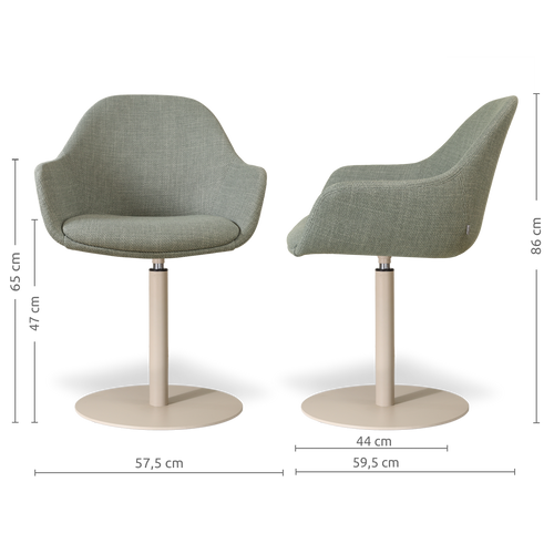 Nolon Niva-Mae tulp eetkamerstoel saliegroen - beige onderstel